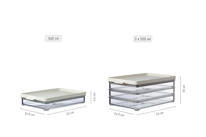 Mepal Omnia Food Storage Box with Lid Set of 3 | 17oz/500ml | Ideal for Cold Cuts, Cheese, and More | Stackable design | Nordic White | BPA-Free | Made in Holland - Image 5